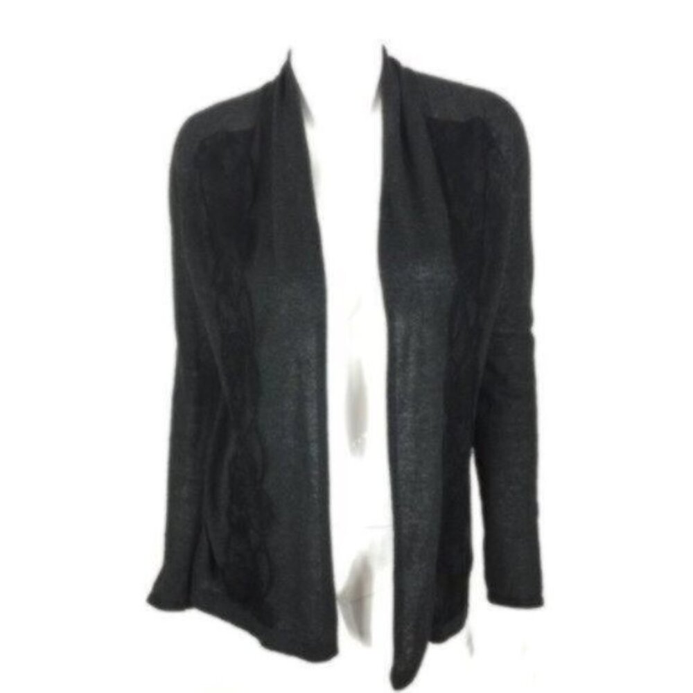 Theory Petite 0 Gray Open Front Cardigan Cashmere Blend Lightweight Sweater